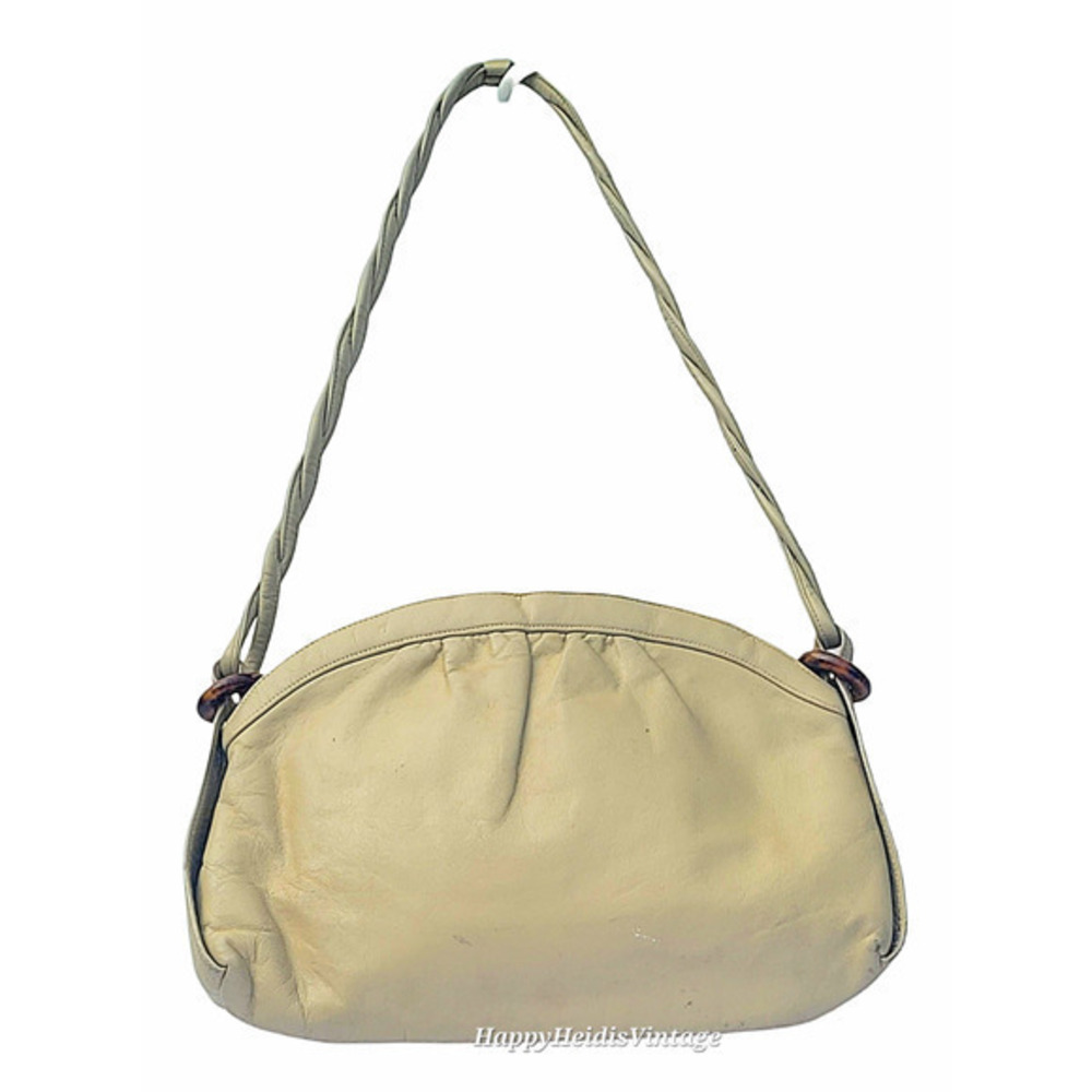 Vintage Morris Moskowitz Beige Baguette Twisted‎ Strap Shoulder Purse Handbag